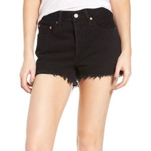 Black denim cut- off shorts